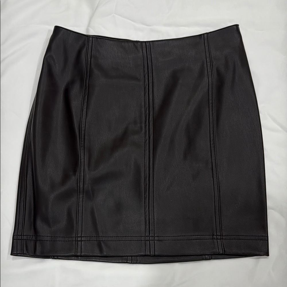Free People Modern Femme Black Vegan Leather Mini Skirt